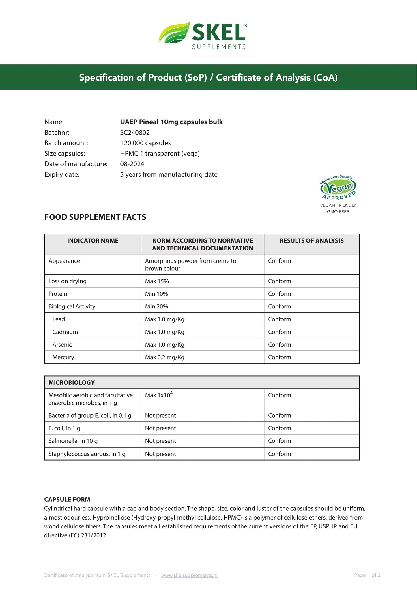 Pineal Bioregulator: 10mg Capsule