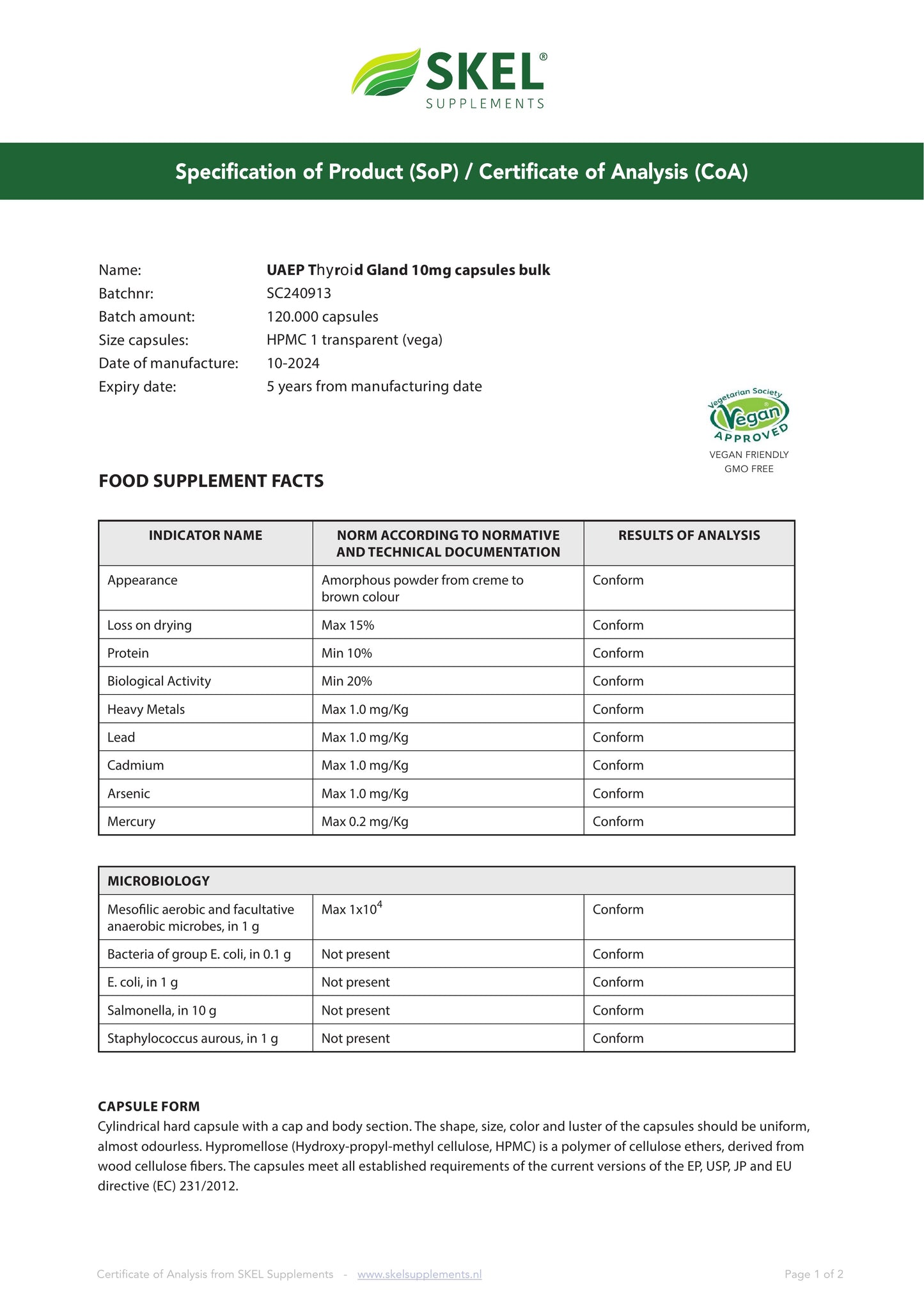 Thyroid Bioregulator: 10mg Capsule