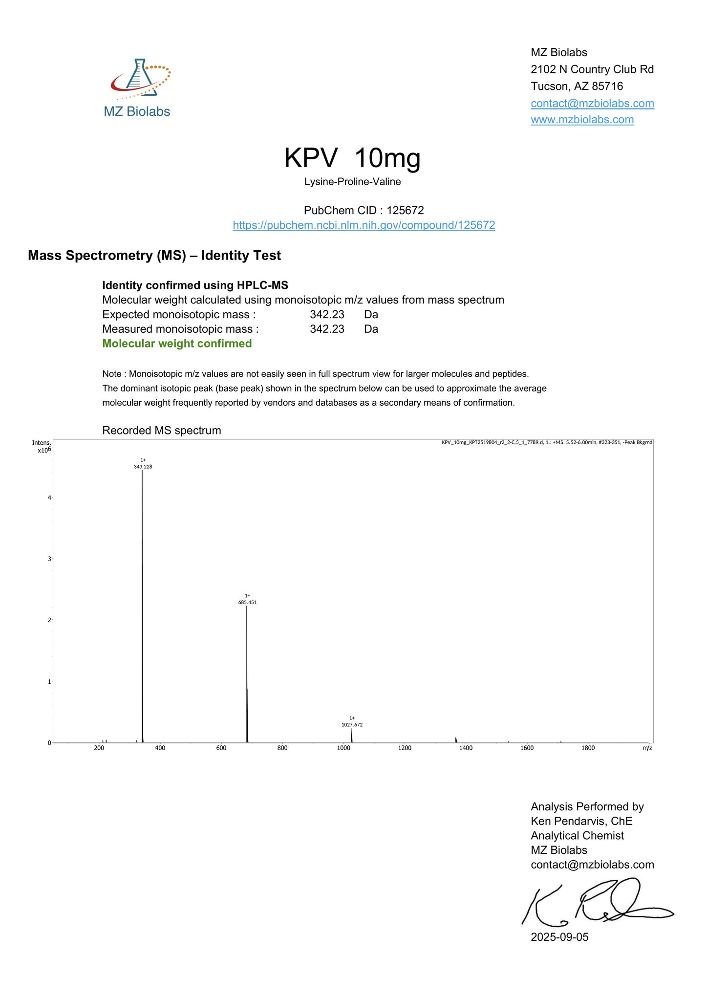 KPV, 10mg